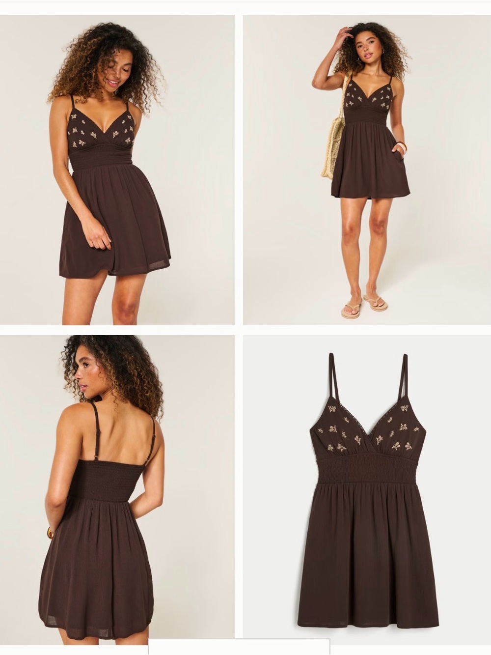 Smocked Waist Embroidered Mini Dress